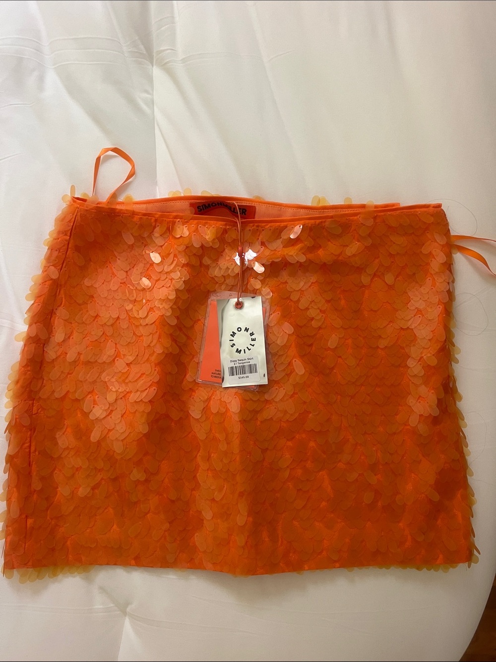 Simon Miller Dizzy Bright Tangerine Orange Sequin Mini Skirt - Picture 2 of 5
